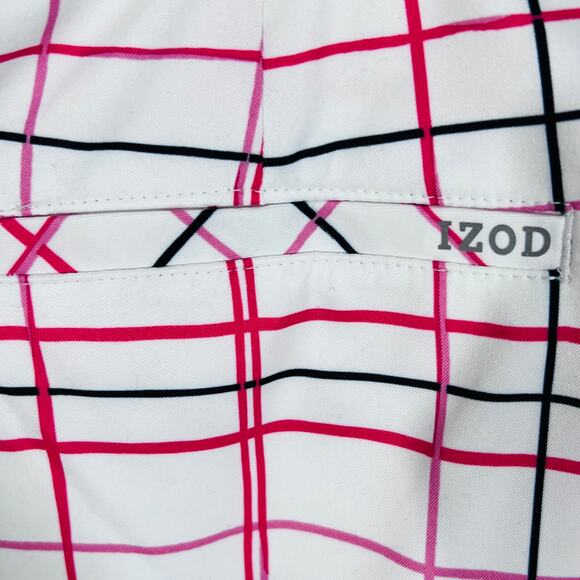 IZOD Golf Tennis Skort White Pink Blue Grid UPF 50 Stretch Sporty Size 14 - Picture 7 of 10